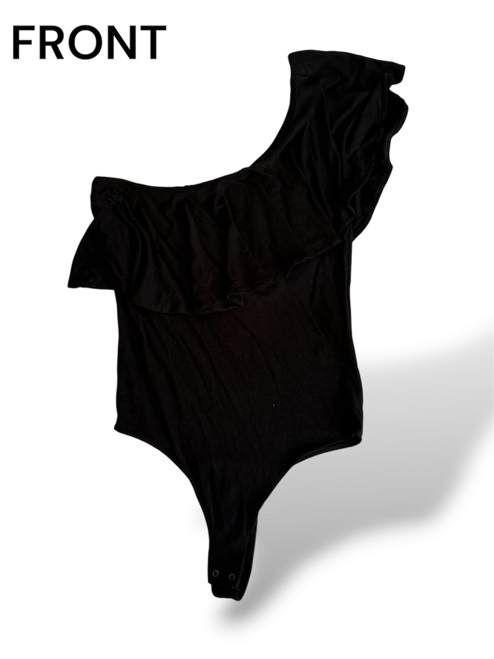 Forever 21 Black One-Shoulder Ruffle Bodysuit